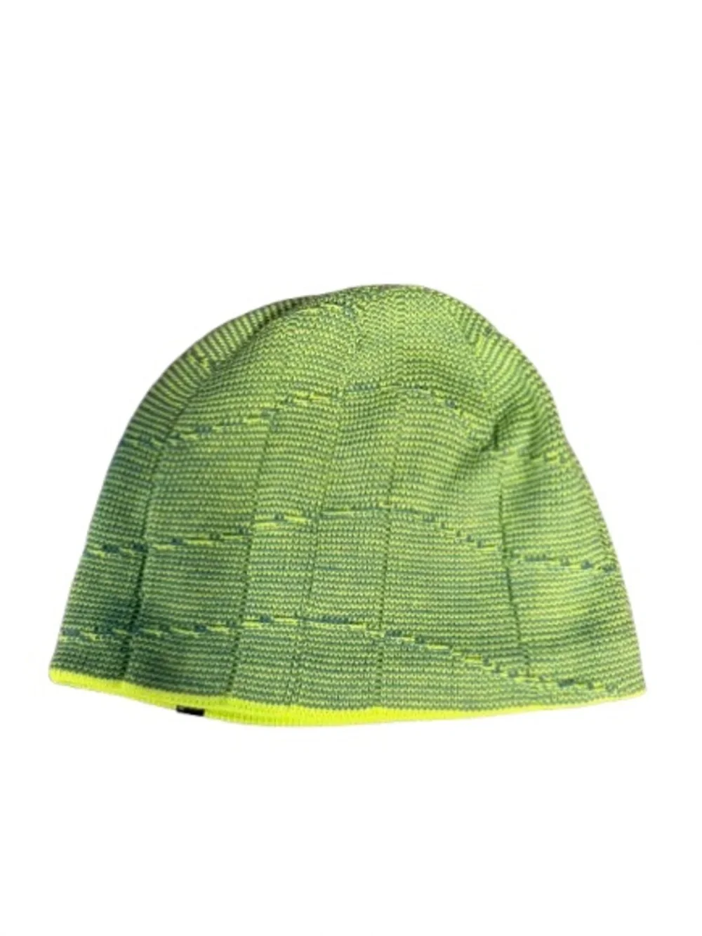Spyder Nebula Reversible Beanie Lime Green Knit Black Fleece Winter Ski Hat